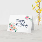 Carte Aquarelle douce Design Rose Noir Anniversaire (Fleur jaune)