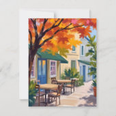 Carte aquarelle du café d'automne feuillage d'auto (Devant)