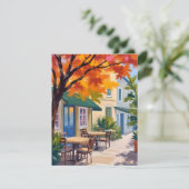 Carte aquarelle du café d'automne feuillage d'auto (Debout devant)
