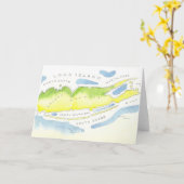 Carte Aquarelle du Long Island (Fleur jaune)