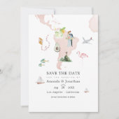 Carte aquarelle du mariage photo de destination à  (Devant)