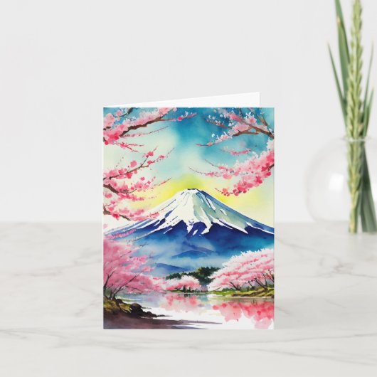 Carte Aquarelle du Mont Fuji Japon (Devant)