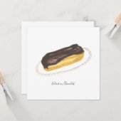 Carte Aquarelle Éclair au Chocolat (Devant/Arrière en situation)