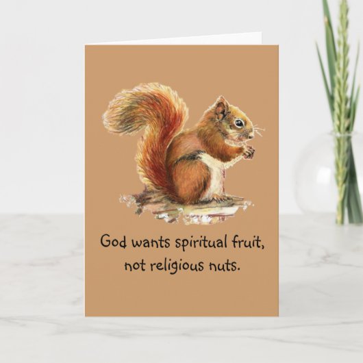 Carte Aquarelle écureuil rouge, Citation drôle (Devant)