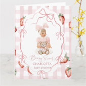 Carte Aquarelle élégante Fille douce à la baie fraise bi (Fleur jaune)