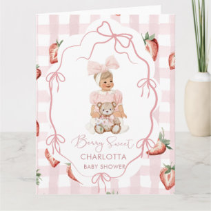 Carte Aquarelle élégante Fille douce aux baies fraise bi