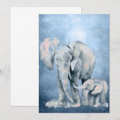 Carte Aquarelle Éléphant Faune Nature Art animal (Devant / Derrière)