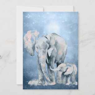 Carte Aquarelle Éléphant Faune Nature Art animal