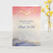 Carte Aquarelle en marbre bleu rose Fête des mariées (Fleur jaune)