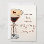 Carte Aquarelle Espresso Martini Bridesmaid Proposition (Devant)