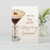 Carte Aquarelle Espresso Martini Bridesmaid Proposition (Debout devant)