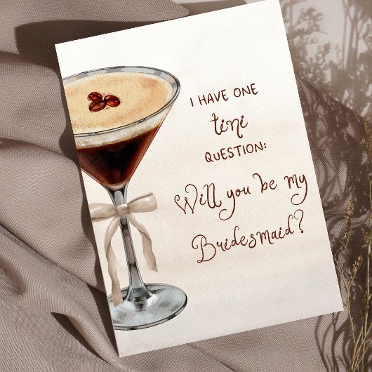 Carte Aquarelle Espresso Martini Bridesmaid Proposition