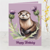 Carte Aquarelle et chardon Anniversaire (Fleur jaune)