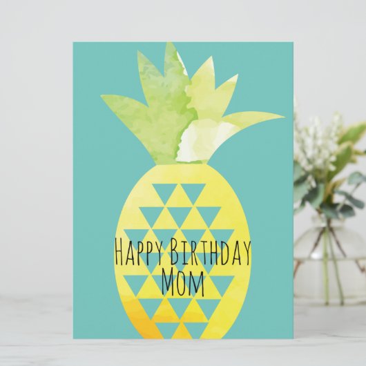 Carte Aquarelle été ananas Mix Anniversaire (Debout devant)