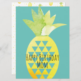 Carte Aquarelle été ananas Mix Anniversaire