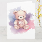 Carte Aquarelle étoile Teddy Bear (Fleur jaune)