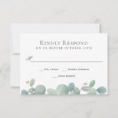 Carte Aquarelle Eucalyptus Mariage RSVP (Devant)