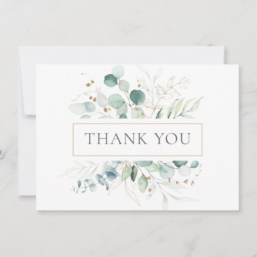 Carte Aquarelle Eucalyptus Merci vert (Devant)