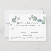 Carte Aquarelle Eucalyptus Verdure RSVP avec Entrees (Devant)