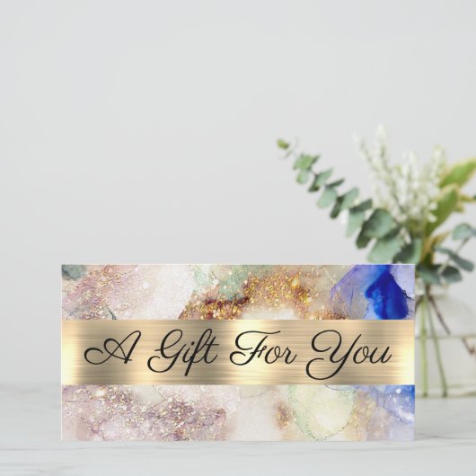 Carte Aquarelle Faux Parties scintillant et certificat c (Debout devant)