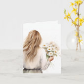 Carte Aquarelle femme avec marguerite (Fleur jaune)