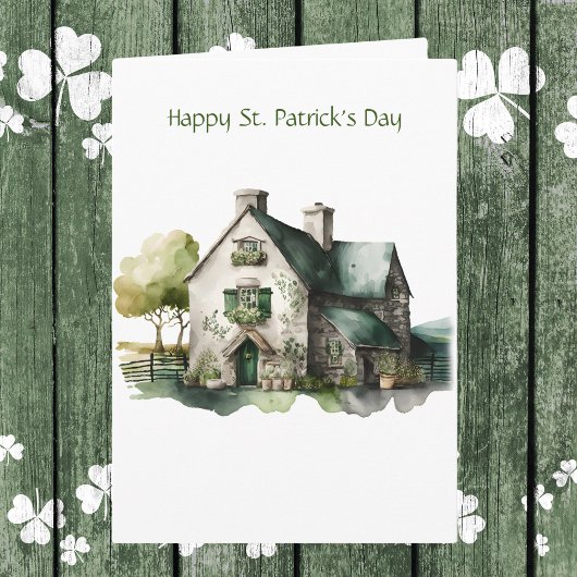 Carte Aquarelle Ferme en pierre irlandaise Saint-Patrick