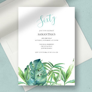 Carte Aquarelle Feuilles tropicaux 60e anniversaire