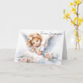 Carte Aquarelle fille ange pour l'anniversaire de la pet (Fleur jaune)