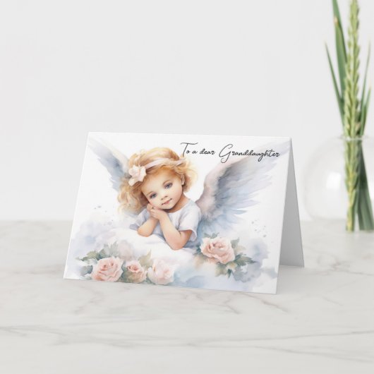 Carte Aquarelle fille ange pour l'anniversaire de la pet (Devant)