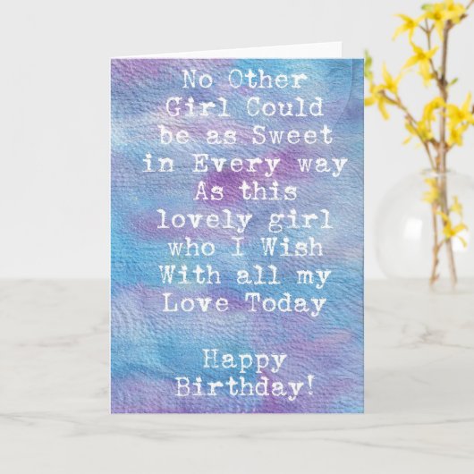 Carte Aquarelle fille d'anniversaire (Fleur jaune)