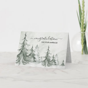 Carte Aquarelle Fir Trees Mariage d'hiver