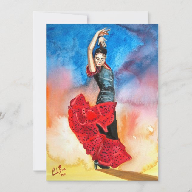 Carte Aquarelle FLAMENCO DANCER (Devant)