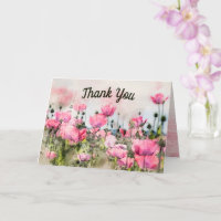 Aquarelle Fleur Rose Merci