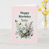 Carte Aquarelle Fleur sauvage Bonne soeur d'anniversaire (Fleur jaune)