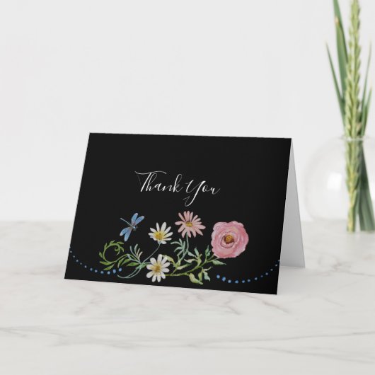 Carte Aquarelle Fleur sauvage Fleurs Merci nuptiale (Devant)