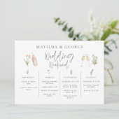 Carte Aquarelle fleur sauvage girly mariage itinéraire s (Debout devant)