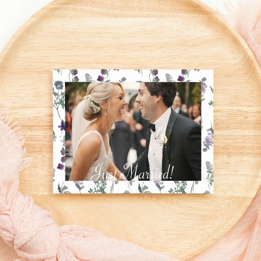 Carte Aquarelle Fleur sauvage Lavender Floral Juste Mari