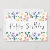 Carte Aquarelle Fleur sauvage Script moderne Joyeux anni (Devant)