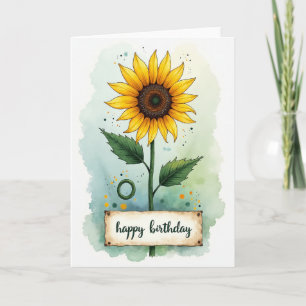 Carte aquarelle fleur sereine