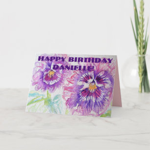 Carte aquarelle fleurs de Pensée Violette