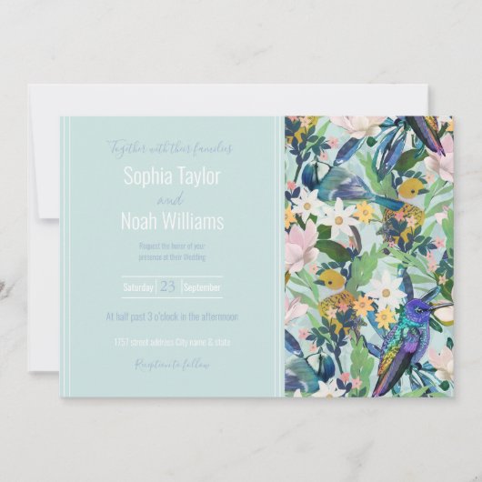 Carte Aquarelle Fleurs de printemps Oiseaux Motifs (Devant)