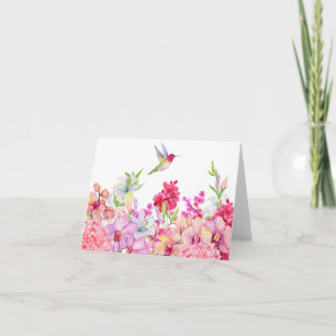 Carte Aquarelle Fleurs Jardin d'oiseaux