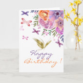 Carte Aquarelle Fleurs Papillons Parties scintillant or (Fleur jaune)