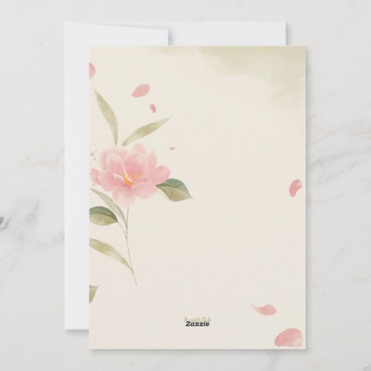 Carte Aquarelle Fleurs Roses (Dos)