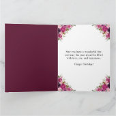 Carte Aquarelle Fleurs roses foncées Anniversaire (Intérieur)