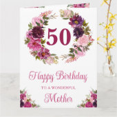 Carte Aquarelle Fleurs roses foncées Anniversaire (Fleur jaune)