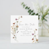 Carte Aquarelle Fleurs sauvages Enregistrer la date (Debout devant)