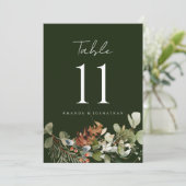 Carte Aquarelle Floral Arrangement Mariage Numéro de tab (Debout devant)