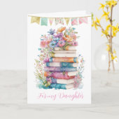 Carte Aquarelle Floral et livres Fille d'anniversaire (Fleur jaune)