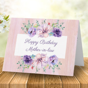 Carte Aquarelle Floral Joyeux Anniversaire belle-mère